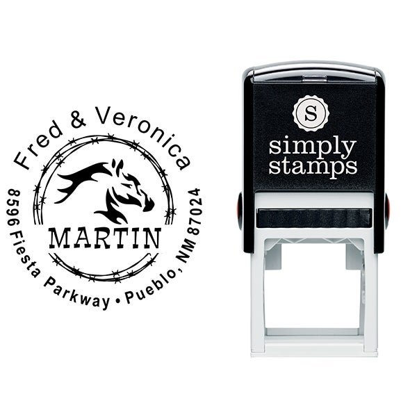 Barbed Wire Tribal Horse Address Stamp Body and Design