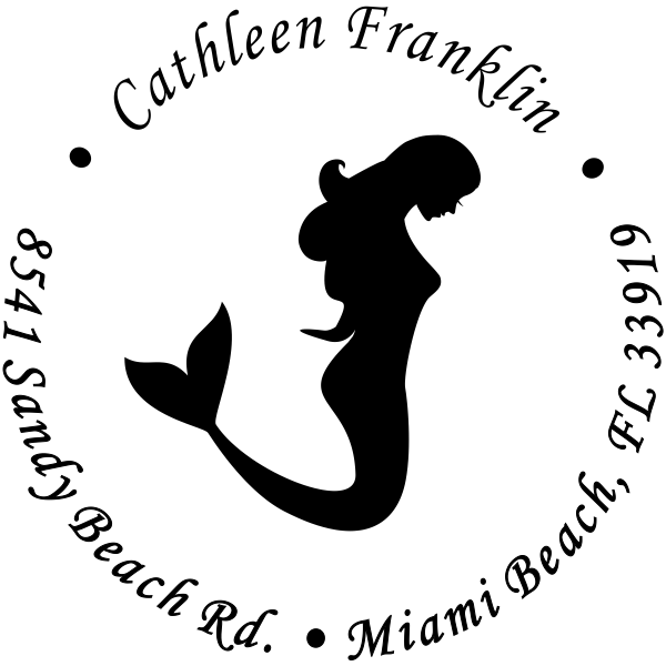 Round Mermaid Address Stamp