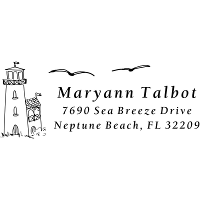 Lighthouse & Birds Address Stamp