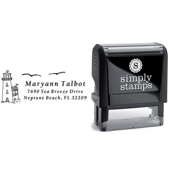 Lighthouse Birds Return Address Stamp Body and Design