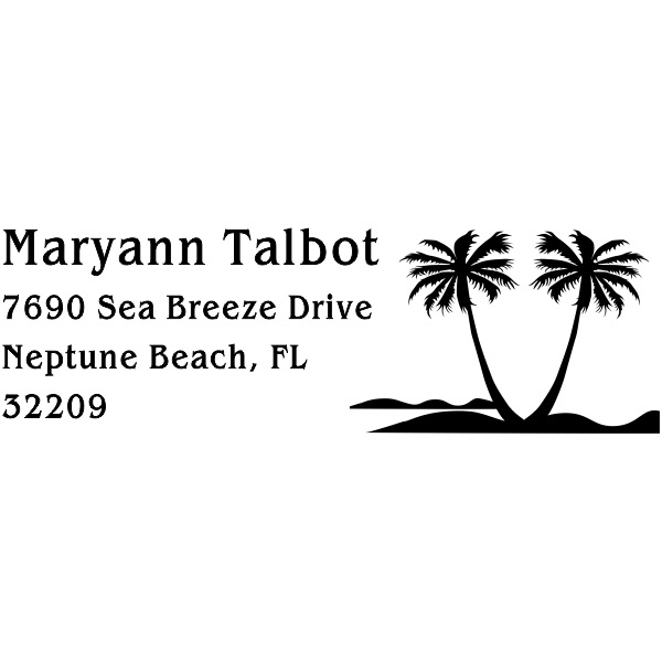 Double Palm Tree Return Address Stamp