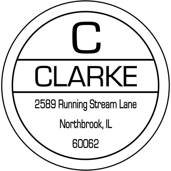 Clarke Initial Border Address Stamp