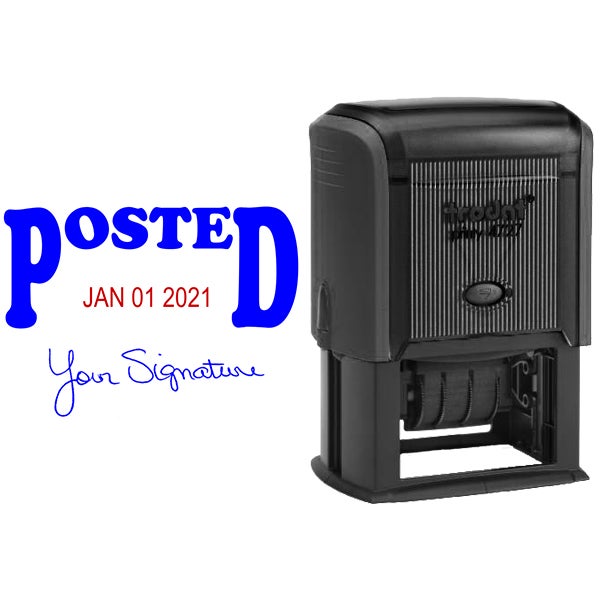 Posted Signature Date Rubber Stamp