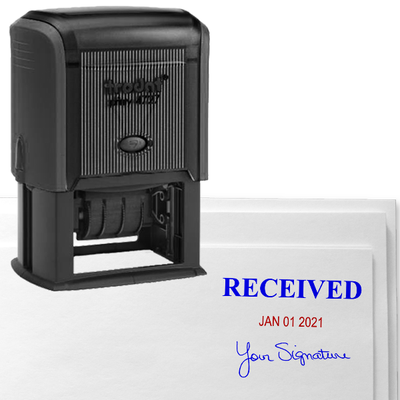 Received Stamp with Signature and Date, Customizable, 1.5" x 2.25" Impression Size - alternate view