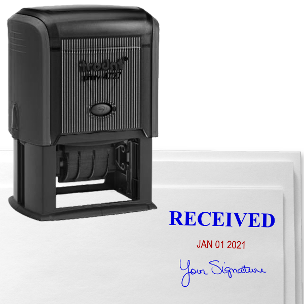 Received Stamp with Signature and Date, Customizable, 1.5" x 2.25" Impression Size