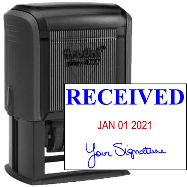 Received Stamp with Signature and Date, Customizable, 1.5" x 2.25" Impression Size
