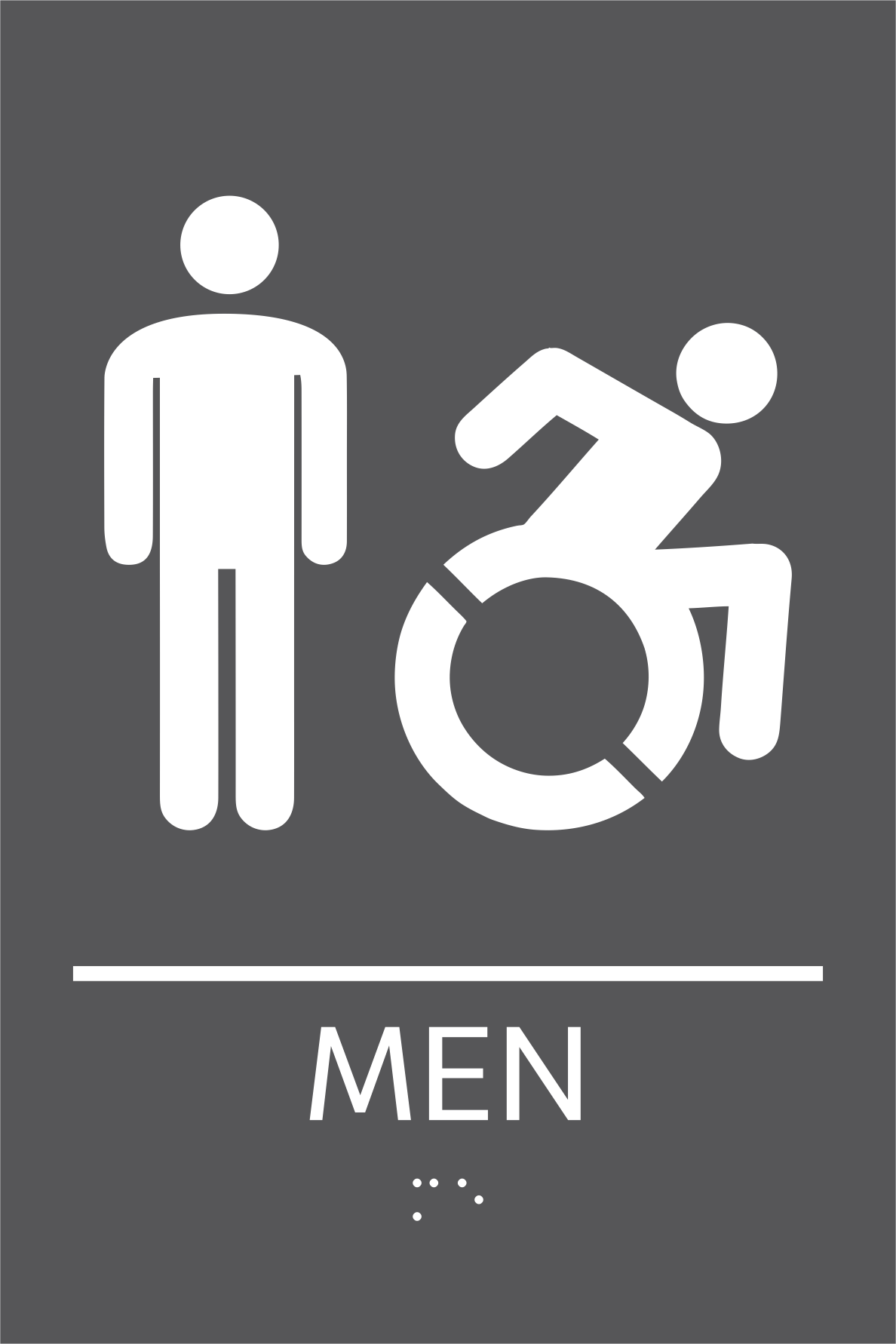 S2K - 8500770 6x9 Grey 1/8" Acrylic "Men's Restroom NY" w/ Braille