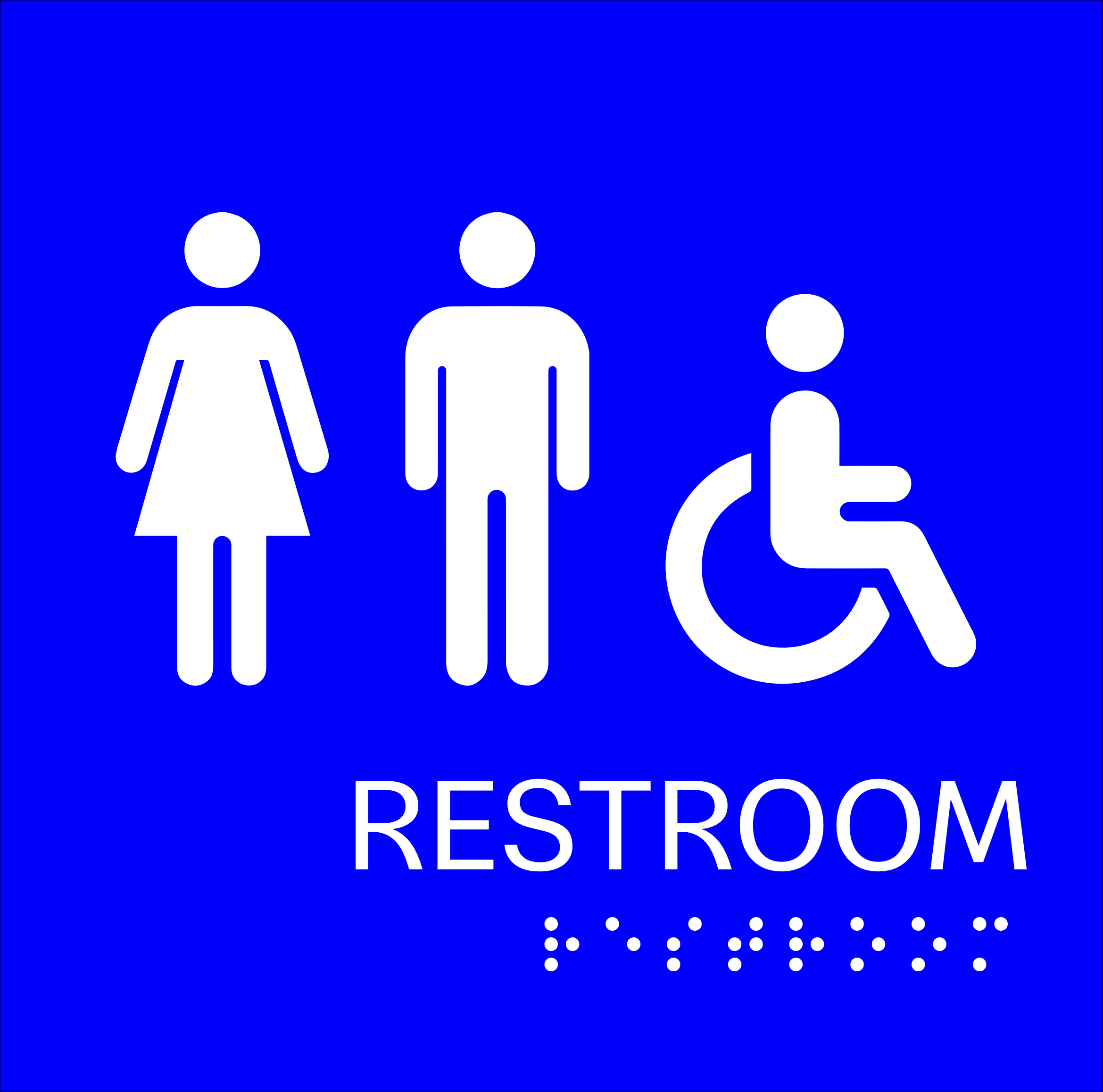 S2K - 8500874 8x8" Blue 1/4" Acrylic "Men/Women Accessible" w/ Braill