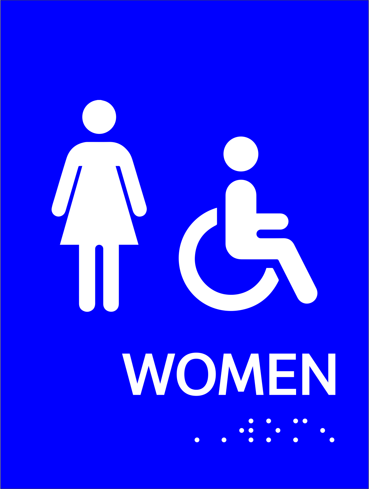 S2K - 8500899 6x8" Blue 1/4" Acrylic "Women/Accessible" w/ Braille