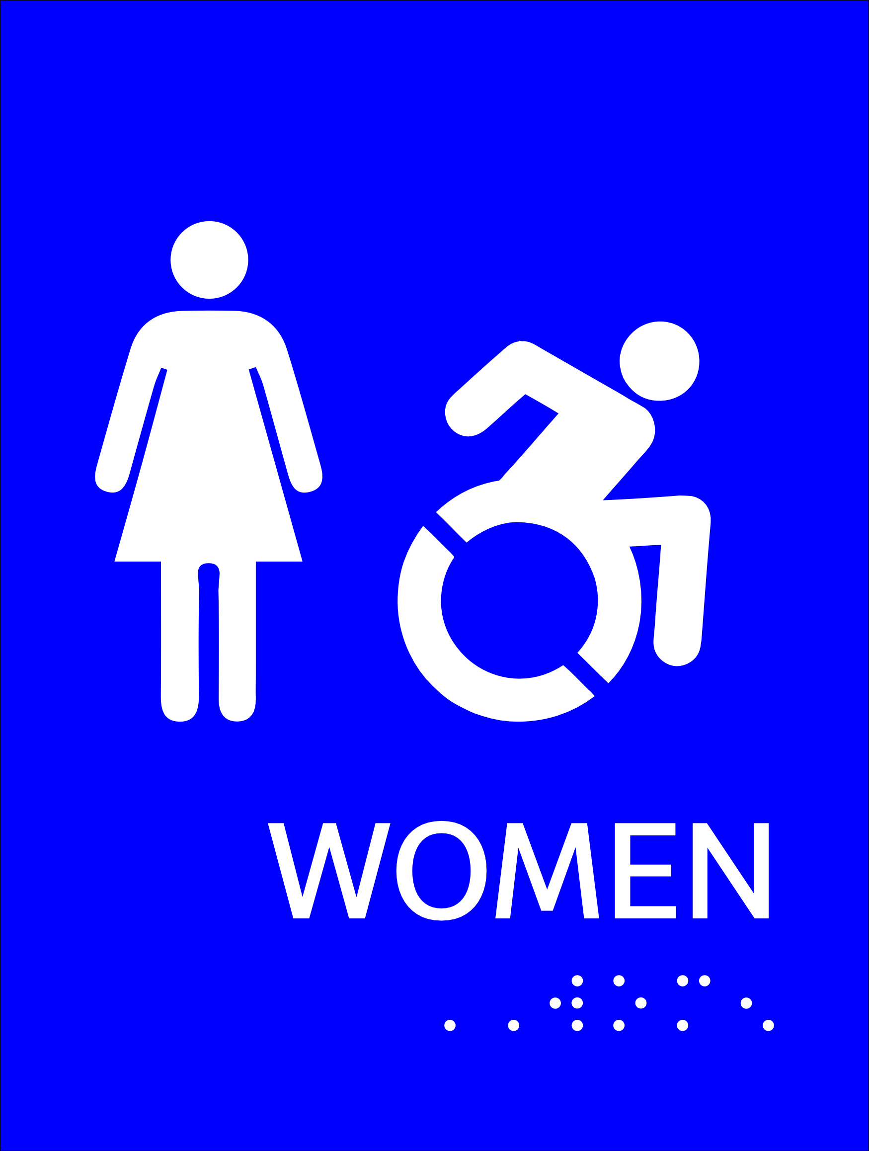 S2K - 8500800 6x8" Blue 1/4" Acrylic "Women/Accessible NY" w/ Braille