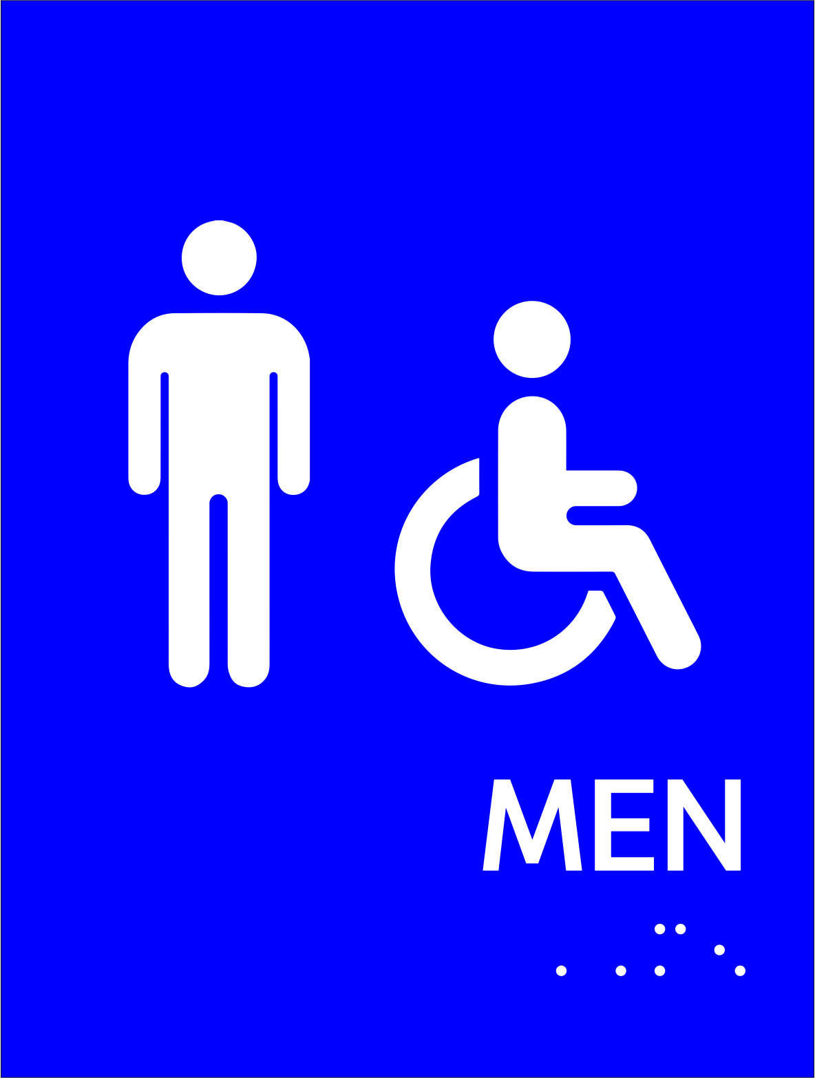 S2K - 8500903 6x8" Blue 1/4" Acrylic "Men/Accessible" w/ Braille