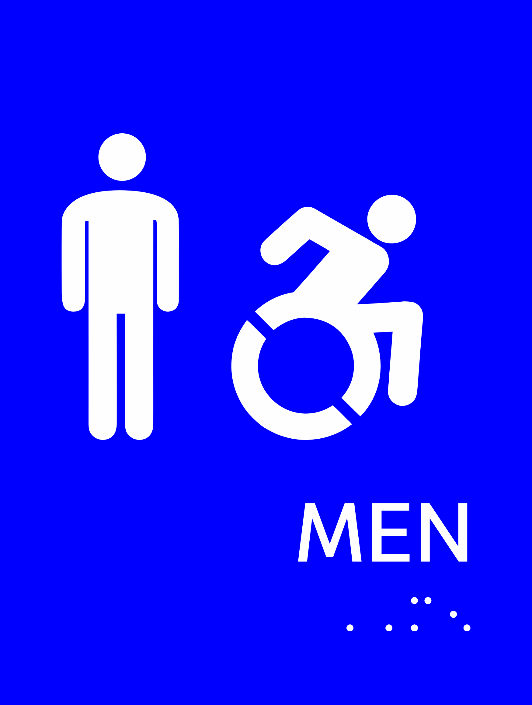 S2K - 8500799 6x8" Blue 1/4" Acrylic "Men/Accessible NY" w/ Braille