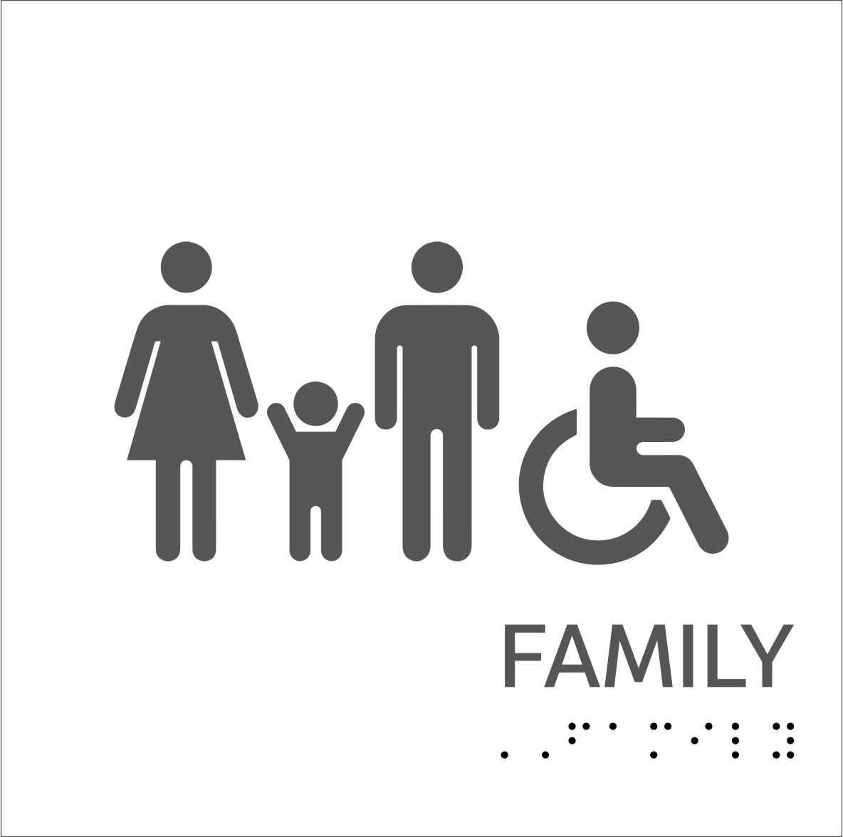 S2K - 8500955 9X9 White 1/4" Acrylic "Family/Accessible" w/ Braille