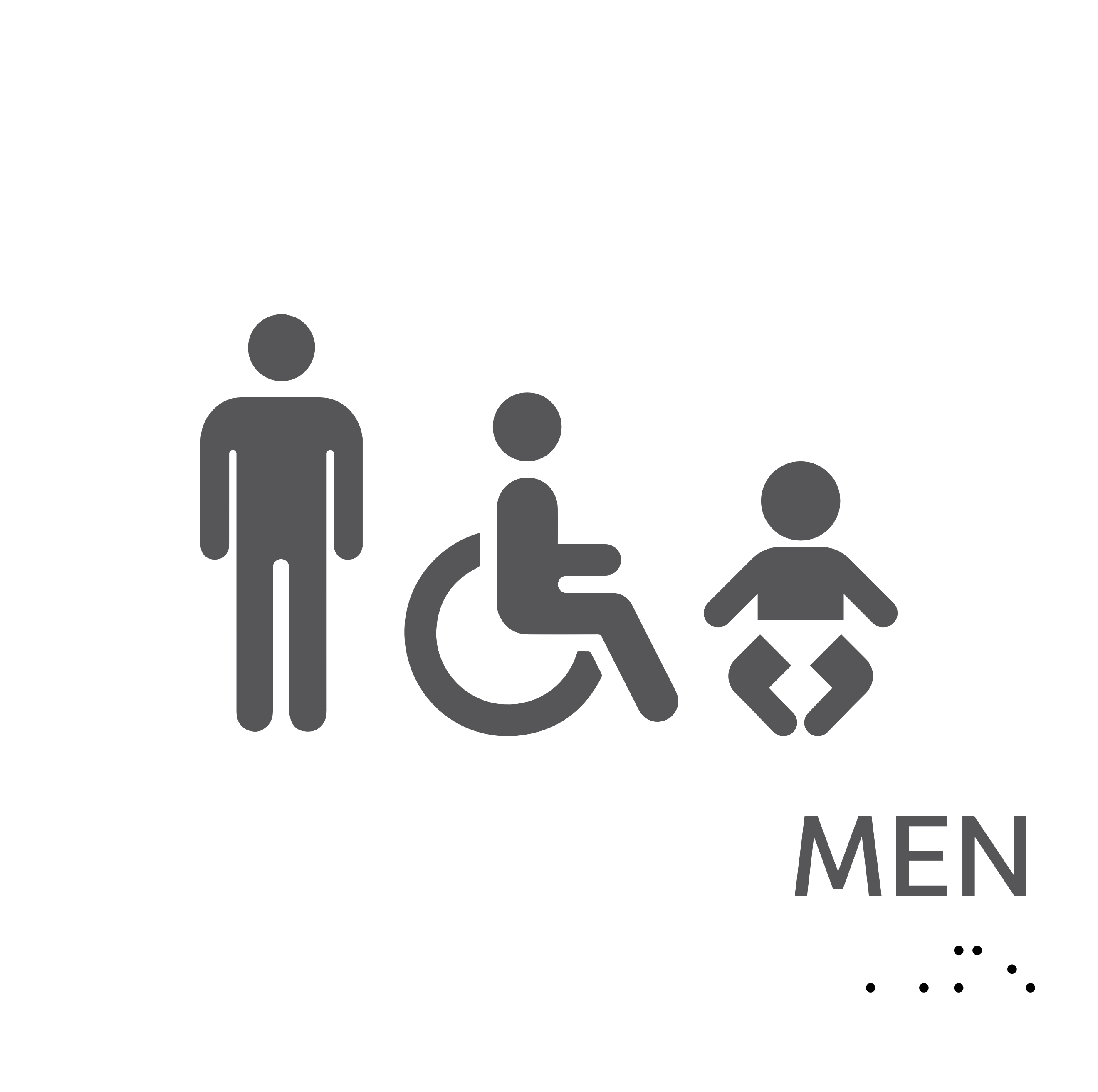 S2K - 8055957 Insert 9X9 White 1/4" Acrylic "Men's Restroom & Baby Changing" w/ Braille