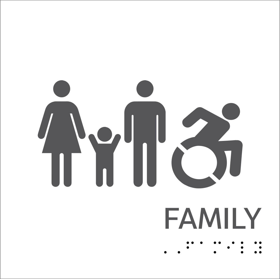 S2K - 8500960 Insert 9X9 White 1/4" Acrylic "Family Accessible Restroom NY" w/ Braille