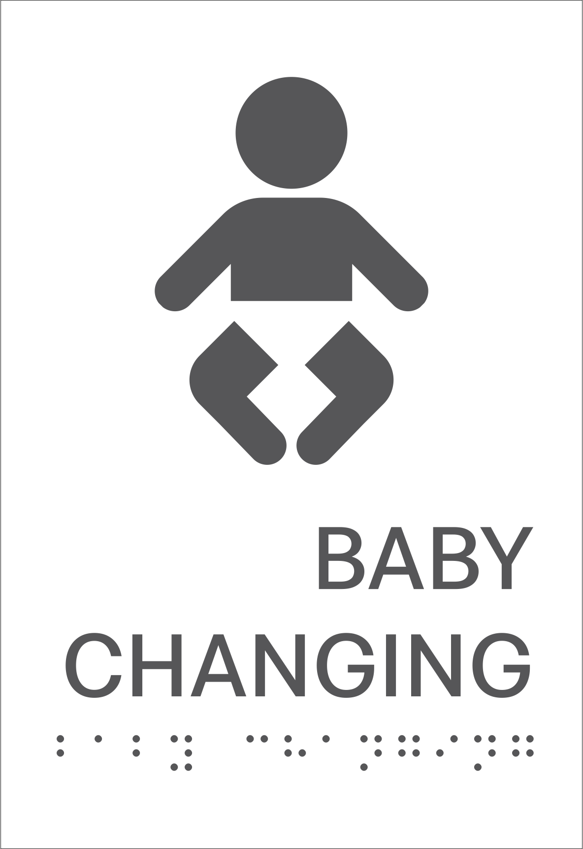 S2K - 8500993 Insert 6X9 White 1/4" Acrylic "Baby Changing" w/ Braille