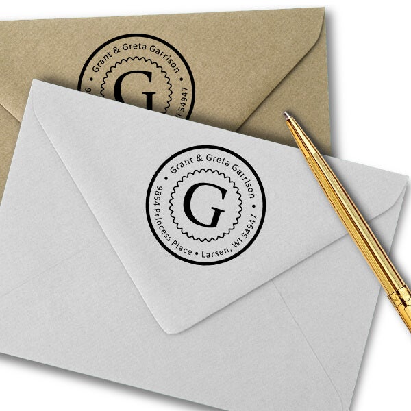 Garrison Solid Circle Border Address Stamp