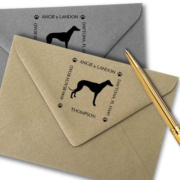 Greyhound Pet Lover Dog Address Stamp Imprint Example