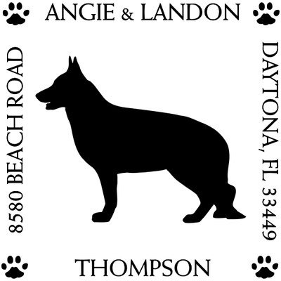 German Shepherd Pet Dog Address Stamp