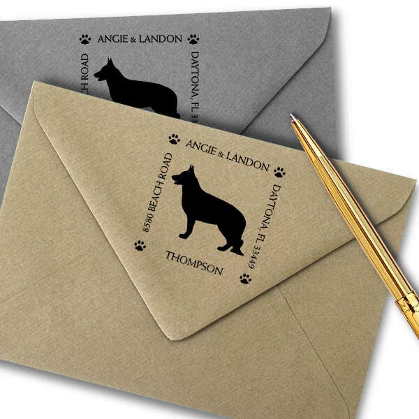 German Shepherd Pet Lover Dog Address Stamp Imprint Example