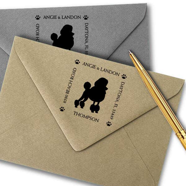 Poodle Pet Lover Dog Address Stamp Imprint Example