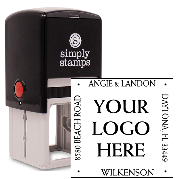 Four Way Square Logo Address Stamp