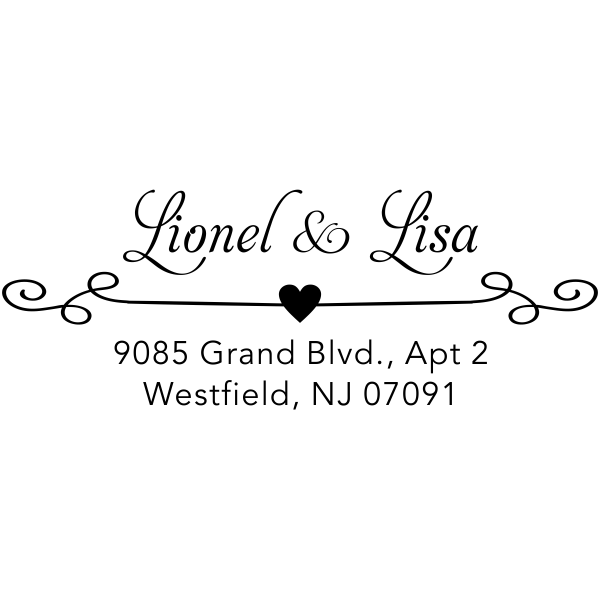 Heart Curly Return Address Stamp
