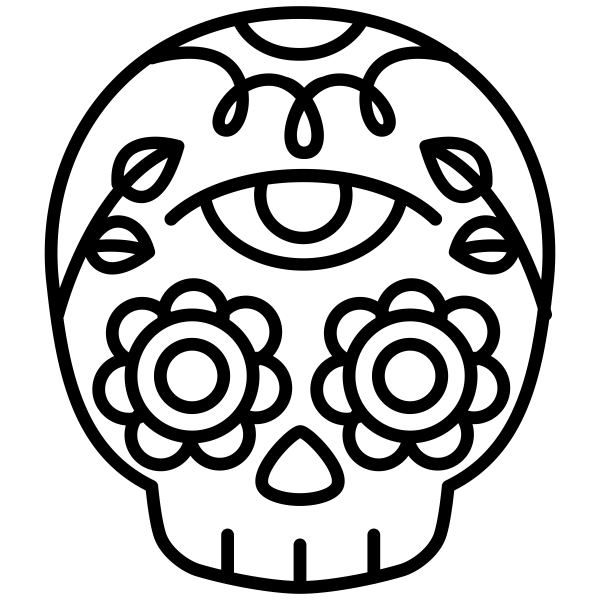 Skull Candy Flower Halloween Craft Rubber Stamp