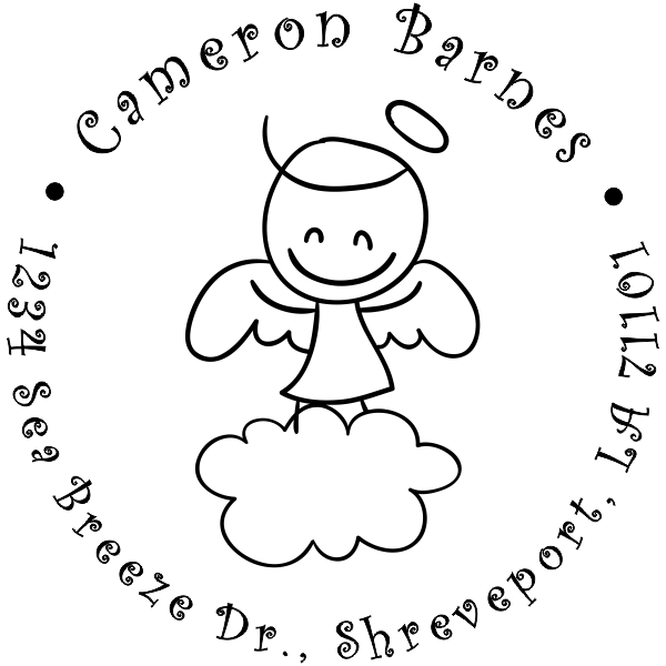 Smiley Angel Return Address Stamp