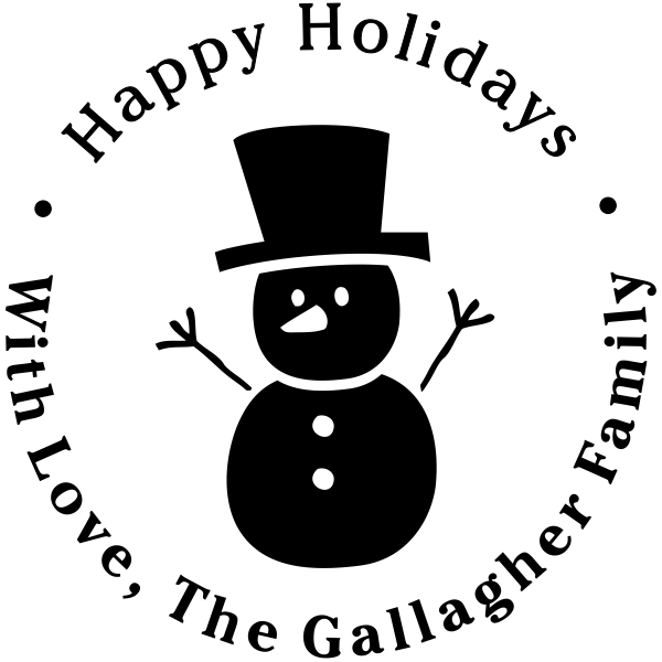 Snowman Hands Up Return Address Stamp