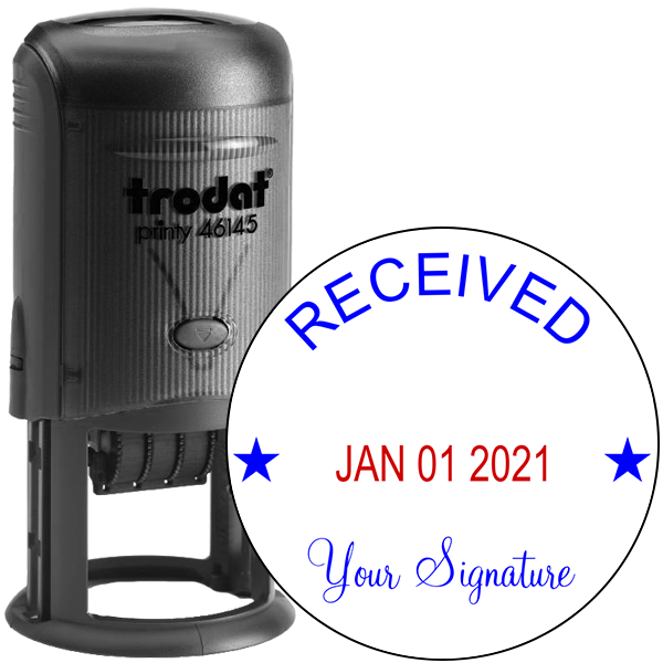 Round Self-Inking Dater w/ Signature Stamp