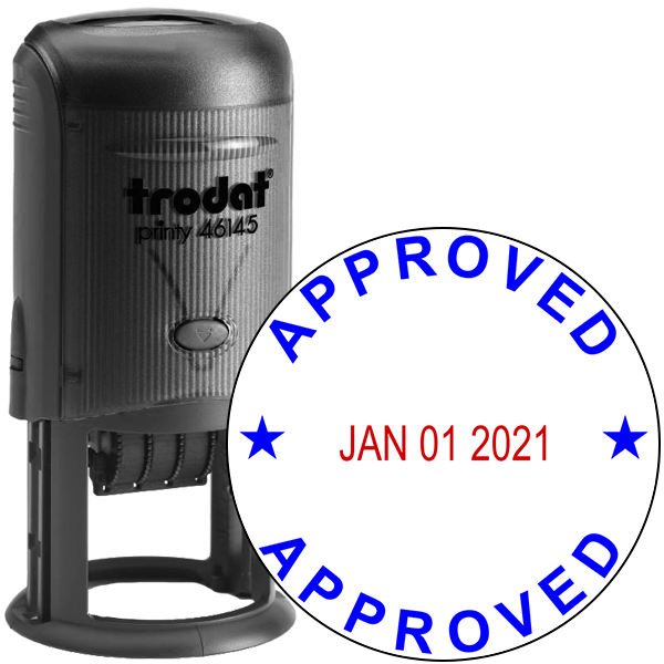 Round Self-Inking Dater Approved Stamp