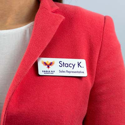 1.25 x 3 Brushed Silver Name Tag - alternate view