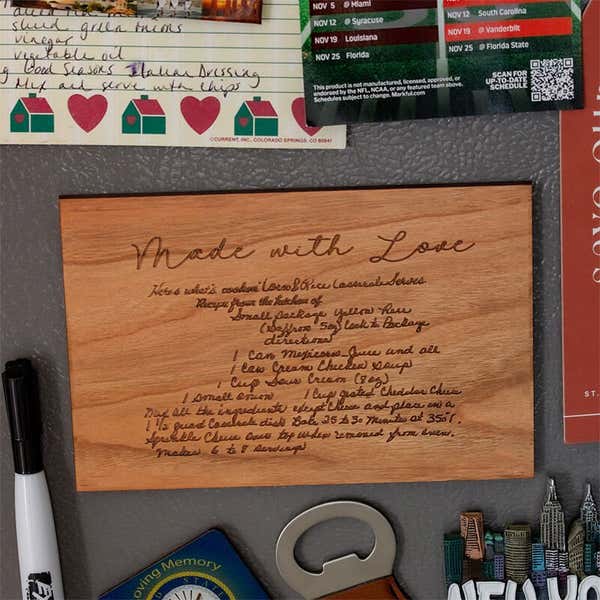 Engraved Wood Recipe Card 