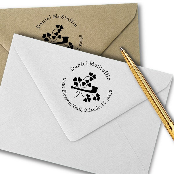 Heart Shamrock Pipe Address Stamp