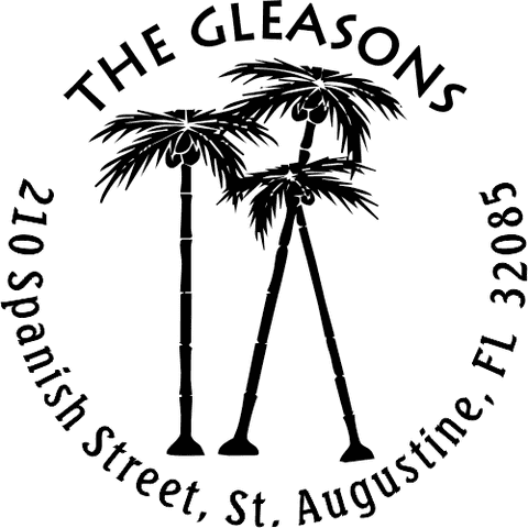 Palm Trees Round Stamp