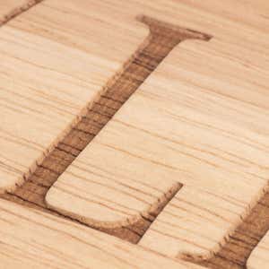 Closeup of the engraving depth of the cutting board
