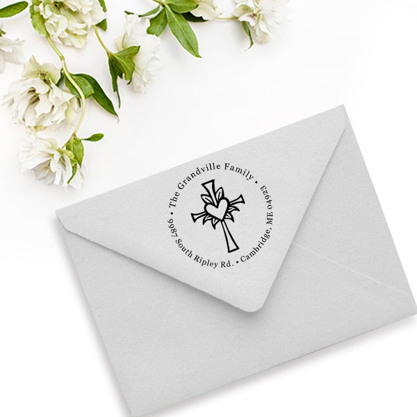 Lily Cross Heart Address Stamp