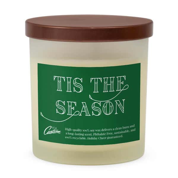 Tis the Season Holiday Candle on White Background