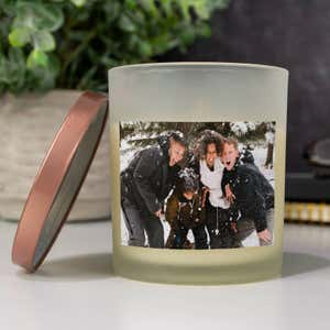 Customized Candle with Full Color Label with Family Image Uploaded to Label