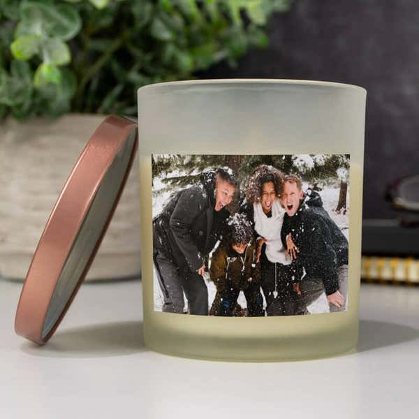 Customized Candle with Full Color Label with Family Image Uploaded to Label