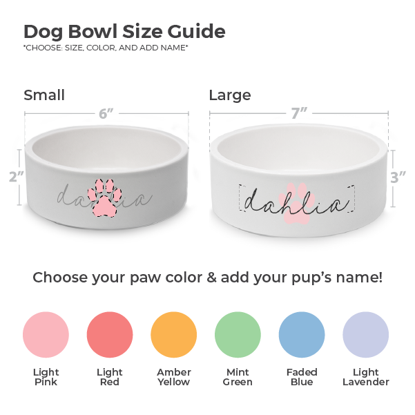 Custom Ceramic Bold Print Dog Bowl Color and Size Options