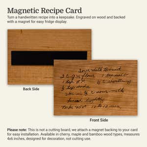 Engraved Wood Recipe Card Magnetic mounting details