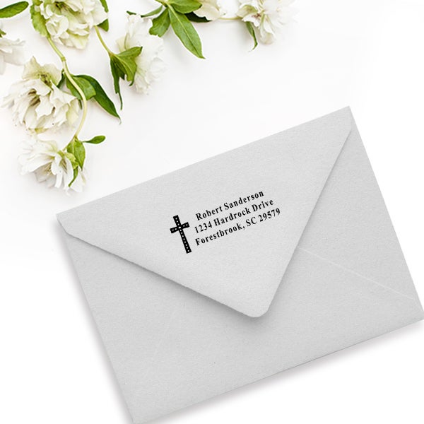 Oval Easter Cross Address Stamp
