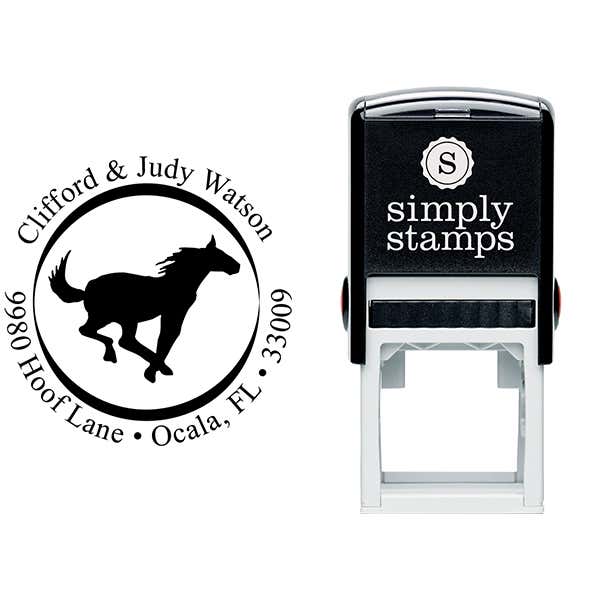 Running Horse Address Self-Inking Rubber Stamp Stamp Body and Imprint