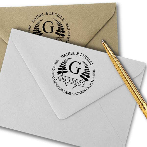 Leaf Emblem Stamp Imprint Example on Paper