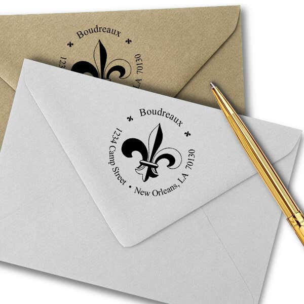 Fleur de Lis Return Address Stamp