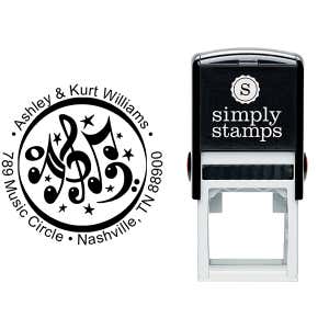Music Circle Round Address Stamp Stamp Body and Imprint