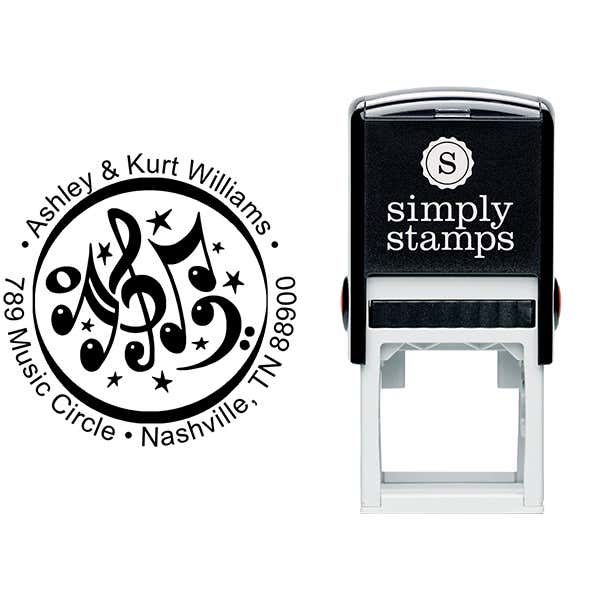 Music Circle Round Address Stamp Stamp Body and Imprint