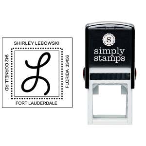 Center Mongram Address Stamp - Style S1 Stamp Body and Imprint